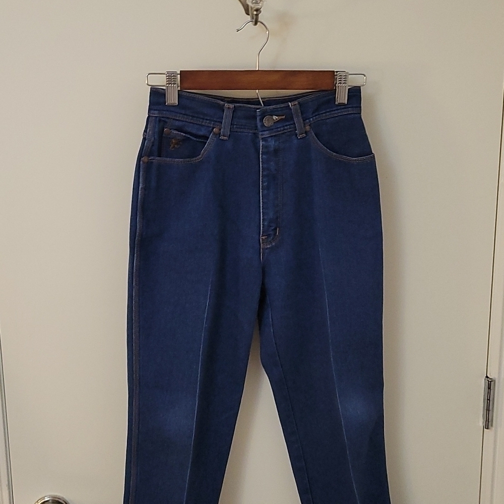 Vtg BRAXTON 1980s Junior High Rise Stretch Blue Denim Ankle Jeans Size 0 - 2 - Picture 2 of 11